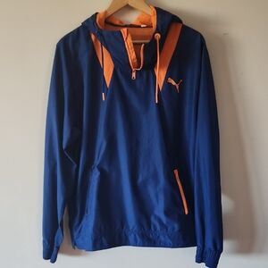 Puma Men's Blue and Orange Windbreaker Jacket